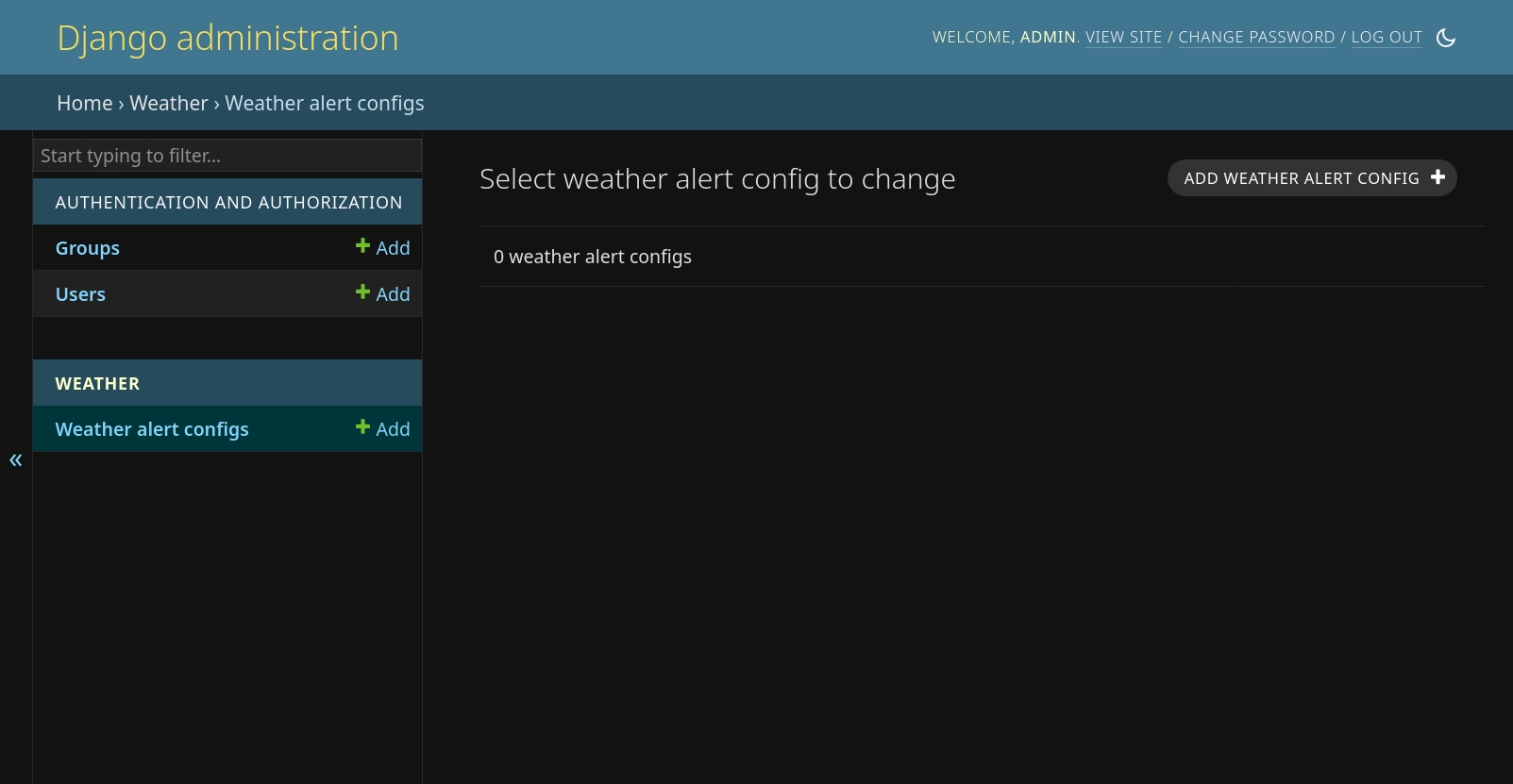 Weather alert config